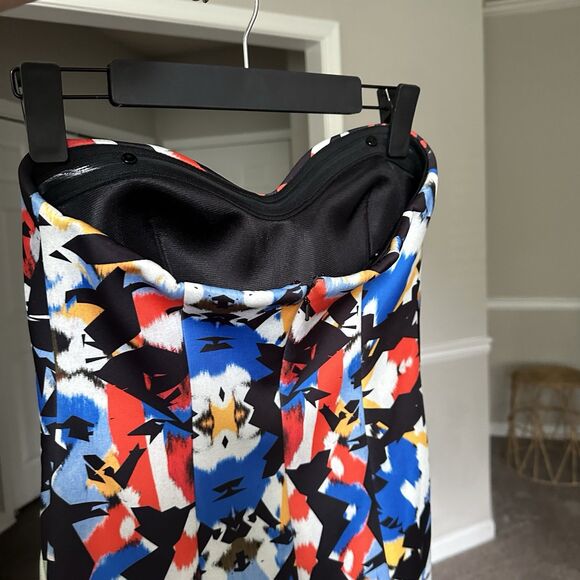 PINKO Italian Designer Strapless Print Cocktail Party Dress Made In Italy US 8 - Picture 4 of 12